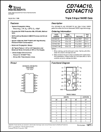 CD74AC10E datasheet:  TRIPLE 3-INPUT NAND GATES CD74AC10E