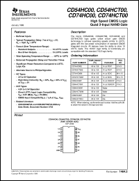CD74HCT00E datasheet:  HIGH SPEED CMOS LOGIC QUAD 2-INPUT NAND GATES CD74HCT00E