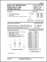MDU12H-3 datasheet: Delay 3 +/-1 ns, dual, ECL-interfaced fixed delay line MDU12H-3