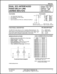 MDU12H-15M datasheet: Delay 15 +/-1 ns, dual, ECL-interfaced fixed delay line MDU12H-15M