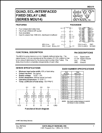 MDU14-3M datasheet: Delay 3 +/-1 ns, Quad, ECL-interfaced fixed delay line MDU14-3M