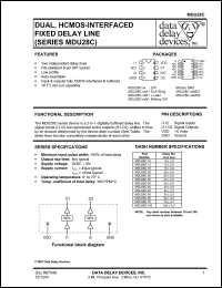 MDU28C-16MD4 datasheet: Delay 16 +/-2 ns, dual, HCMOS-interfaced fixed delay line MDU28C-16MD4