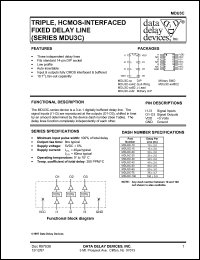 MDU3C-10A2 datasheet: Delay 10 +/-2ns, triple, HCMOS-interfaced fixed delay line MDU3C-10A2