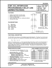 PDU1064H-8 datasheet: Delay 8 +/-1 ns, 6-BIT, ECL-interfaced programmable delay line PDU1064H-8