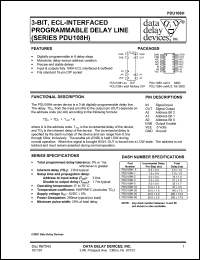 PDU108H-1C3 datasheet: Delay 1 +/-0.4 ns, 3-BIT, ECL-interfaced programmable delay line PDU108H-1C3