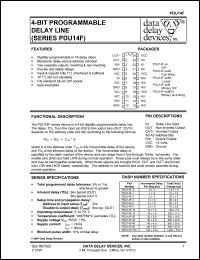 PDU14F-10B4 datasheet: Delay 10 +/-1.5 ns, 4-BIT programmable delay line PDU14F-10B4