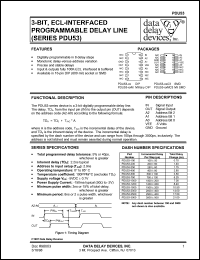 PDU53-100C3 datasheet: Delay 100 +/-50 ns, 3-BIT, ECL-interfaced programmable delay line PDU53-100C3