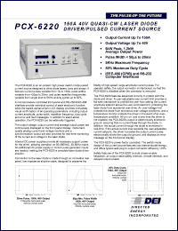 PCX-6220 datasheet: 150A 40V quasi-CW laser diode driveripulsed current source PCX-6220