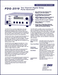 PDG-2510 datasheet: Two channel digital delay pulse generator PDG-2510