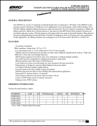 EM91401BP datasheet: Tone/pulse switchable dialer with LCD interface and dual tone melody generator EM91401BP