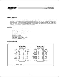 HM9270DM datasheet: DTMF receiver HM9270DM