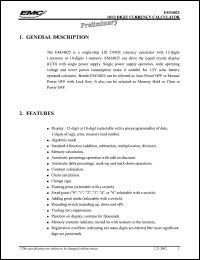 EM34025 datasheet: 10/12 digit currency calculator EM34025