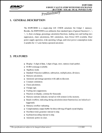 EMPCD080 datasheet: 8 digit calculator  with euro exchange EMPCD080