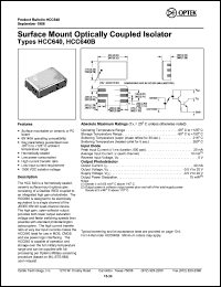 HCC640 datasheet: Surface mount optically coupled isolator HCC640