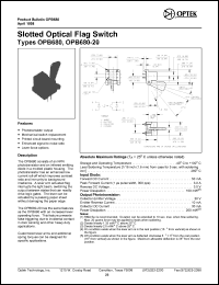 OPB680-20 datasheet: Slotted optical flag switch OPB680-20