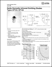 OP123 datasheet: GaAs hermetic infrared emitting diode OP123