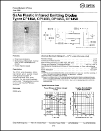 OP145B datasheet: GaAs plastic infrared emitting diode OP145B