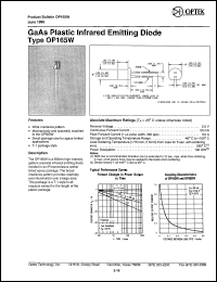 OP165W datasheet: GaAs plastic infrared emitting diode OP165W