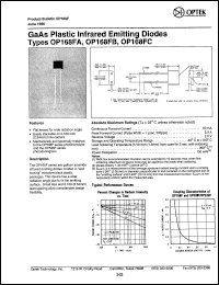 OP168FC datasheet: GaAs plastic infrared emitting diode OP168FC