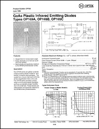 OP169B datasheet: GaAs plastic infrared emitting diode OP169B