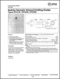 OP232W datasheet: GaAs hermetic infrared emitting diode OP232W