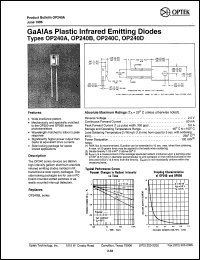 OP240C datasheet: GaAs plastic infrared emitting diode OP240C