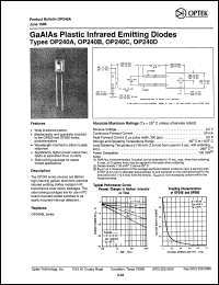 OP240D datasheet: GaAs plastic infrared emitting diode OP240D