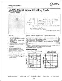 OP265W datasheet: GaAs plastic infrared emitting diode OP265W