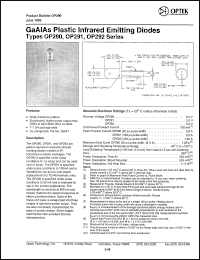 OP290 datasheet: GaAs plastic infrared emitting diode OP290