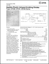 OP291 datasheet: GaAs plastic infrared emitting diode OP291