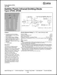 OP299 datasheet: GaAs plastic infrared emitting diode OP299