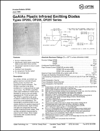 OP295A datasheet: GaAs plastic infrared emitting diode OP295A