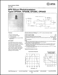 OP506A datasheet:  NPN silicon phototransistor OP506A