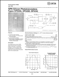 OP509A datasheet:  NPN silicon phototransistor OP509A