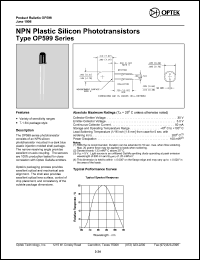 OP599A datasheet:  NPN plastic silicon phototransistor OP599A