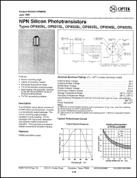 OP801SL datasheet:  NPN  silicon phototransistor OP801SL