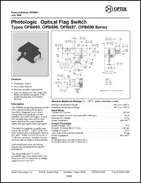 OPB696A datasheet: Photologic optical flag switch OPB696A