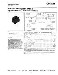 OPB607C datasheet: Reflective object sensor OPB607C