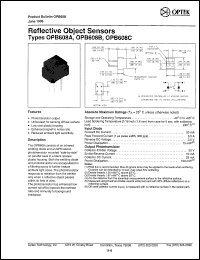 OPB608B datasheet: Reflective object sensor OPB608B