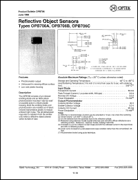 OPB706B datasheet:  Reflective object sensor OPB706B