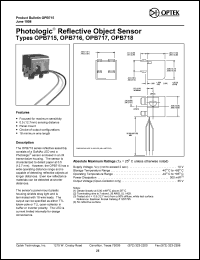 OPB717 datasheet:  Reflective object sensor OPB717