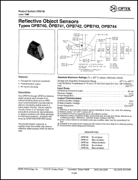 OPB742 datasheet:  Reflective object sensor OPB742