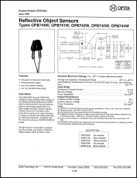 OPB743W datasheet:  Reflective object sensor OPB743W