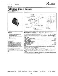 OPB745 datasheet:  Reflective object sensor OPB745