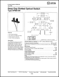 OPB815W datasheet: Deep gap slotted optical switch OPB815W