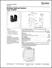 OPB804 datasheet: Slotted optical switch OPB804