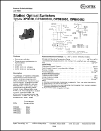 OPB820S3 datasheet: Slotted optical switch OPB820S3