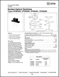 OPB828D datasheet: Slotted optical switch OPB828D