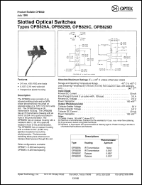 OPB829B datasheet: Slotted optical switch OPB829B