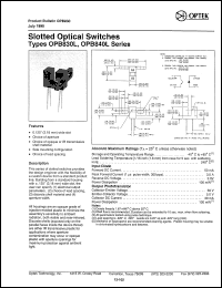 OPB840W15 datasheet: Slotted optical switch OPB840W15